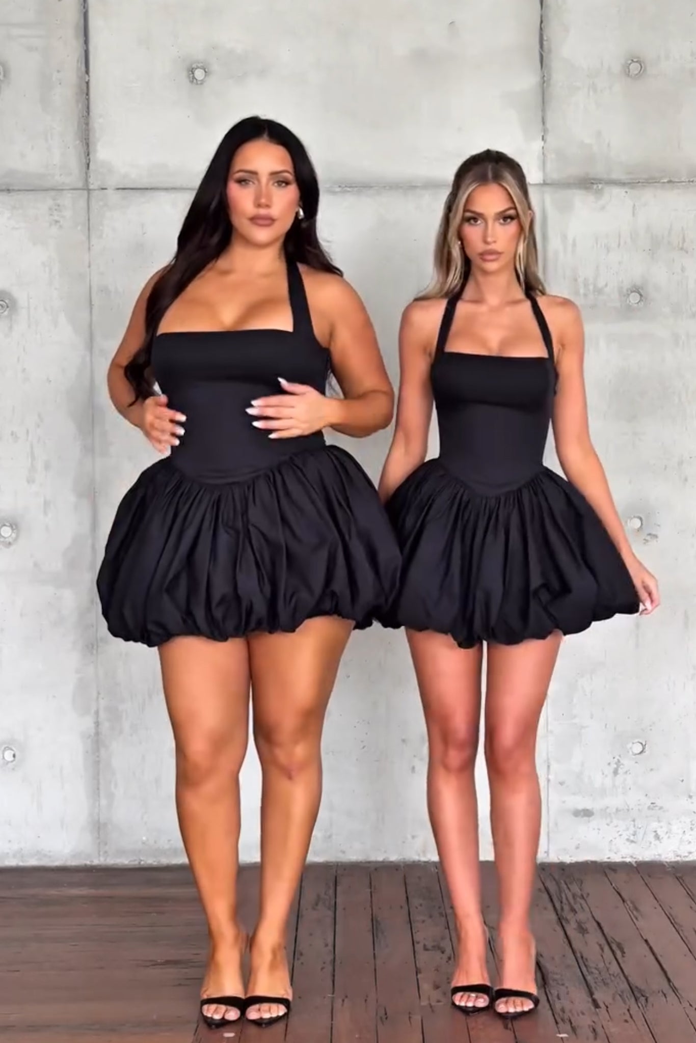 Balloon Hem Halter Mini Dress 🖤