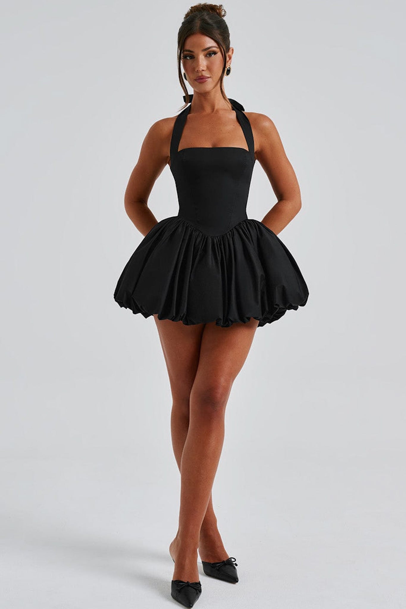 Balloon Hem Halter Mini Dress 🖤