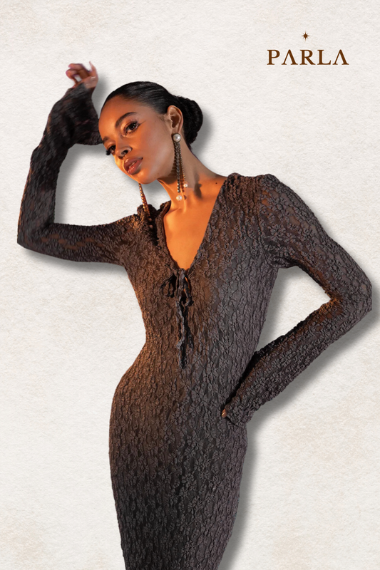 Midnight Sheer Lace Maxi – Bold, Sleek & Sultry 🖤