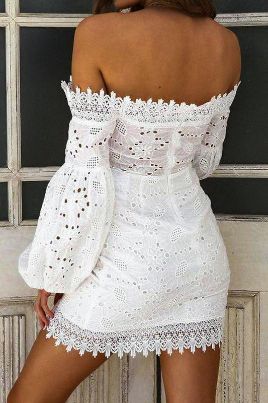 Hawaiian Romance Off Shoulder Lace Up Mini Dress