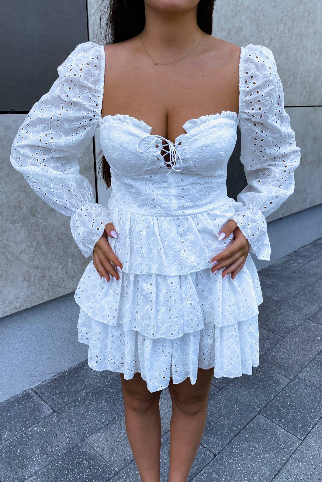 Phuket Paradise Long Sleeve Guipure Lace White Dress