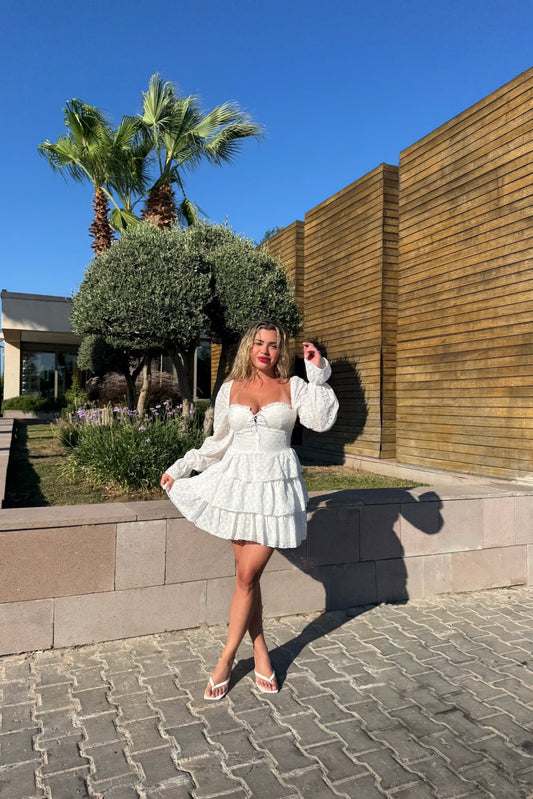 Phuket Paradise Long Sleeve Guipure Lace White Dress