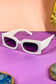 Square Rectangular Retro Sunglasses - White Frame