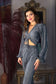 Grey Crincle 2 Pieces Top and Pants Set