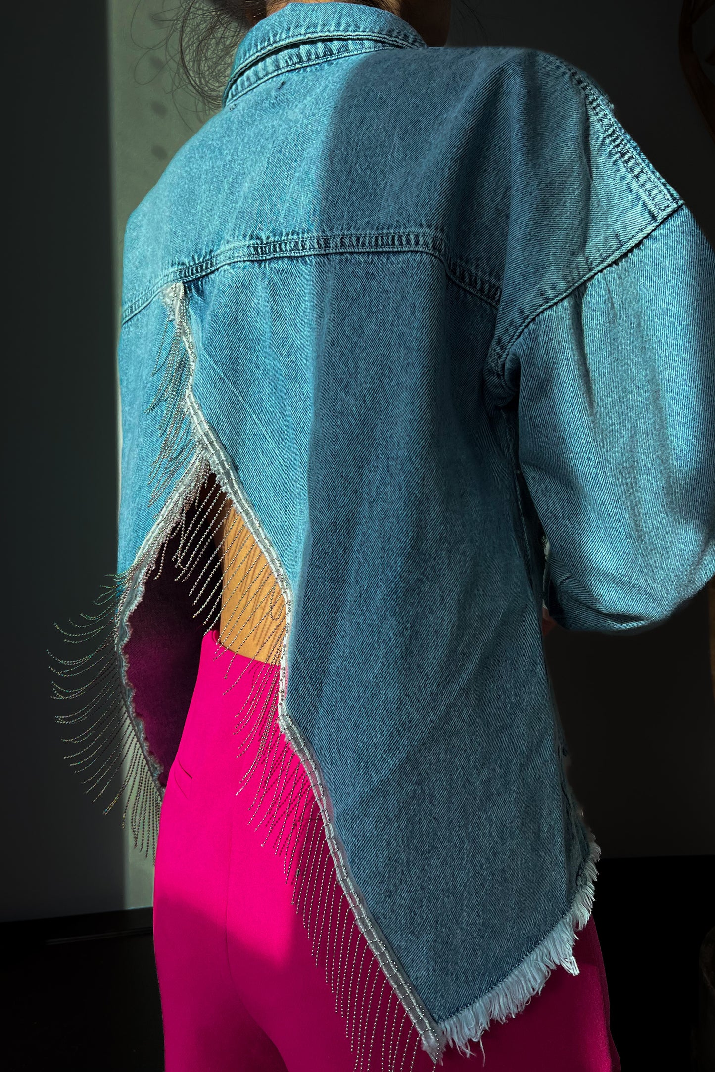 Fringe Back Denim Jacket