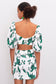 Green Sweetheart Neckline Ruched Blouse & Single Slit Skirt